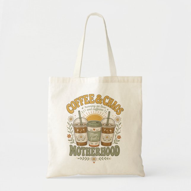 Lustige Mutter-Kaffee-Blumenillustration Tragetasche (Vorne)