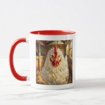 Lustige Nahaufnahme von Impasto-Huhn, das wütend a