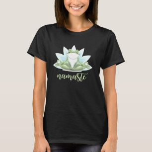 Lustige Namaste-Yoga-Posen Frosch Buddha Blumen Sy T-Shirt