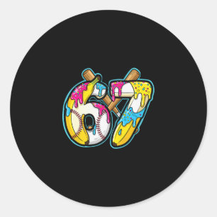 Lustige Nana 67 Eis Drip Meme Six Seven Gen Al Runder Aufkleber