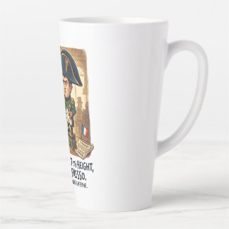 Lustige Napoleon-Kaffee-Karrikatur - Klein geraten Milchtasse