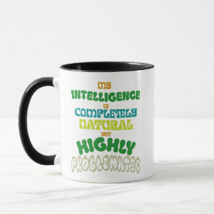 Lustige natürliche Intelligenz Vintage-Typografie Tasse
