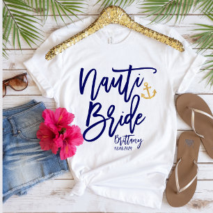 Lustige Nauti Braut Blau Moderne Kalligrafie T-Shirt