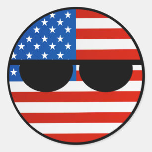 Lustige neigende Geeky USA Countryball Runder Aufkleber