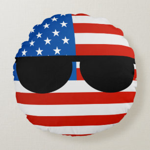 Lustige neigende Geeky USA Countryball Rundes Kissen