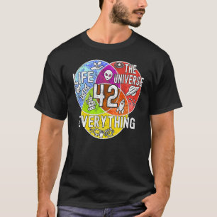 Lustige nerdige Bedeutung des Lebens 42 Venn-Diagr T-Shirt