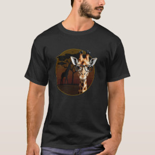 Lustige nerdige Giraffe mit Brille Safari-Design T-Shirt