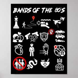Lustige nerdige ikonische Pop-Rock-Bands der 80er Poster