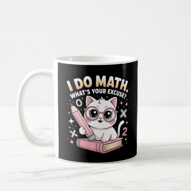 Lustige nerdige Katze mit Brille – Mathelehrer Kaffeetasse (Links)