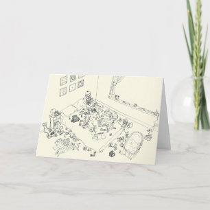 Lustige neue Baby-Eltern-Chaos-Linienzeichnung aus Karte