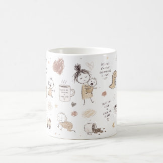 Lustige neue Eltern-Doodle-Familienleben-Kunst Kaffeetasse