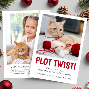 Lustige neue Katzenfamilien-Foto-Weihnachten Feiertagskarte