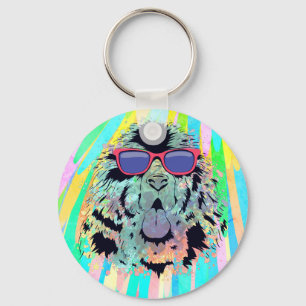 Lustige Neufundländer-Hundesonnenbrille Design Schlüsselanhänger
