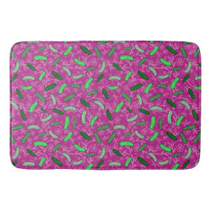 Lustige Neuheit Gurken und Blumen Magenta Pink Badematte