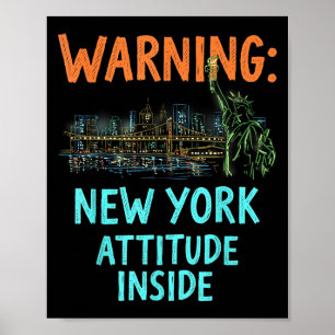 Lustige New Yorker Stadt Nacht Skyline Vintage Poster