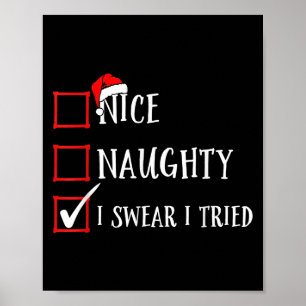 Lustige Nice Naughty Ich schwöre Ich habe es versu Poster