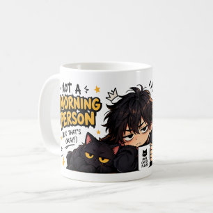 Lustige Nicht-Morgen-Person Kaffee Chibi Katze Kaffeetasse