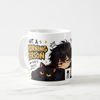 Lustige Nicht-Morgen-Person Kaffee Chibi Katze Kaffeetasse