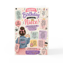 Lustige Nichte Geburtstagskarte Cute Pink Weiblich