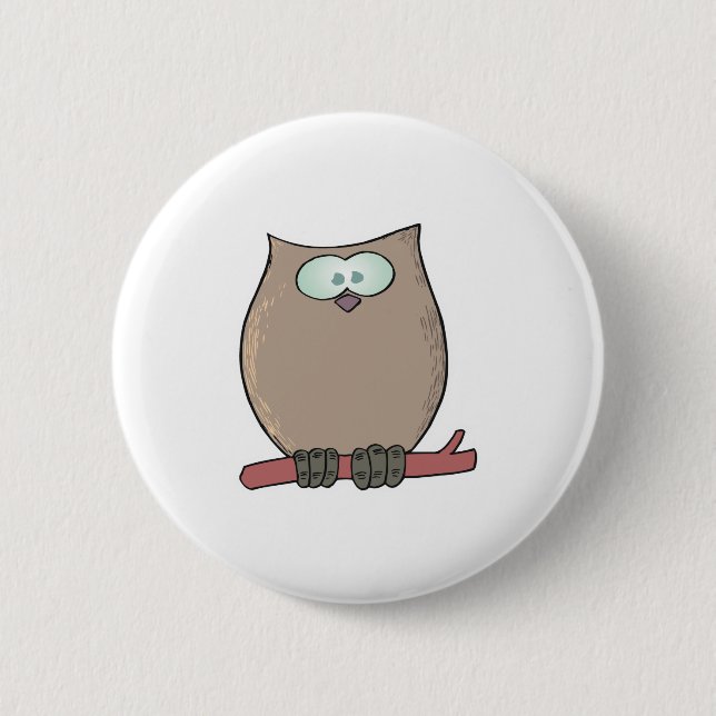 lustige niedliche Cartoon-Eule Button (Vorderseite)