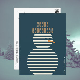 Lustige niedliche frostige Schneemann moderne Feie Feiertagspostkarte