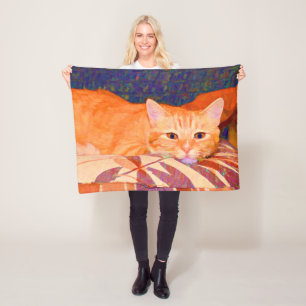 Lustige niedliche helle orange Tabby-Katze Fleecedecke