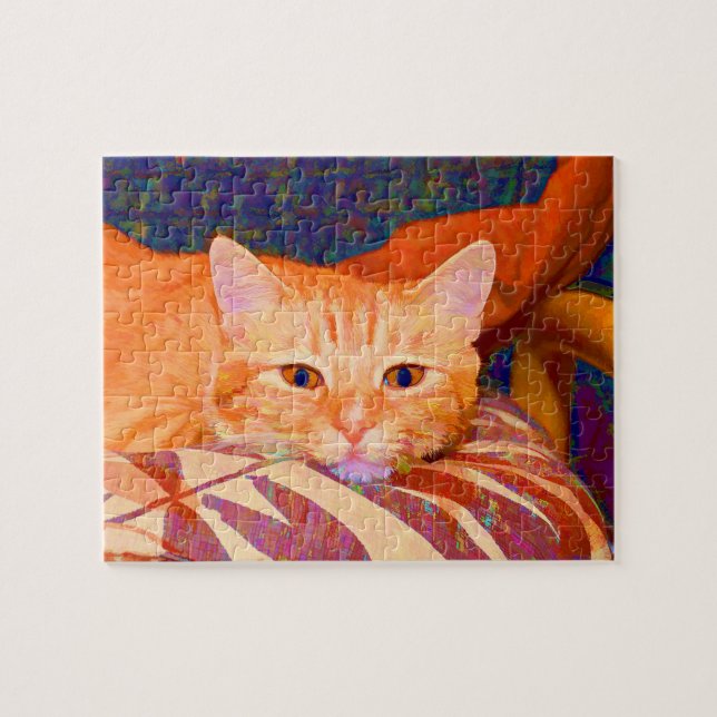 Lustige niedliche orange Tabby-Katze Puzzle (Horizontal)