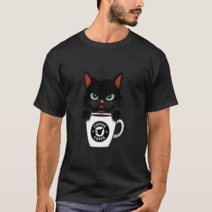 Lustige Niedliche Schwarze Katze Kaffee Wütend 1 T-Shirt