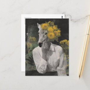 Lustige niedliche Tier-Frauen-Collage Postkarte