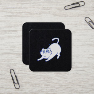 Lustige niedliche weiße Katzen-Doodle-Figur Quadratische Visitenkarte