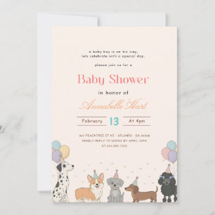 Lustige niedliche Welpen-Tiere-Hunde-Baby-Party Einladung