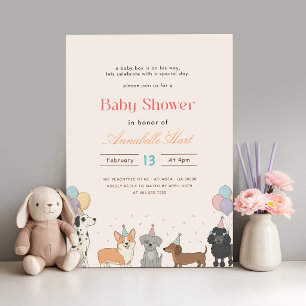 Lustige niedliche Welpen-Tiere-Hunde-Baby-Party Einladung