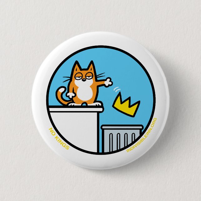 Lustige No Kings Cat Cartoon Buttons (Vorderseite)