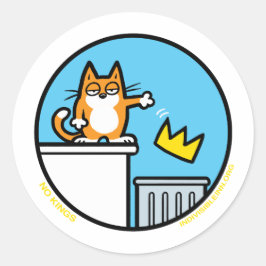 Lustige No Kings Katze Cartoon-Aufkleber Runder Aufkleber