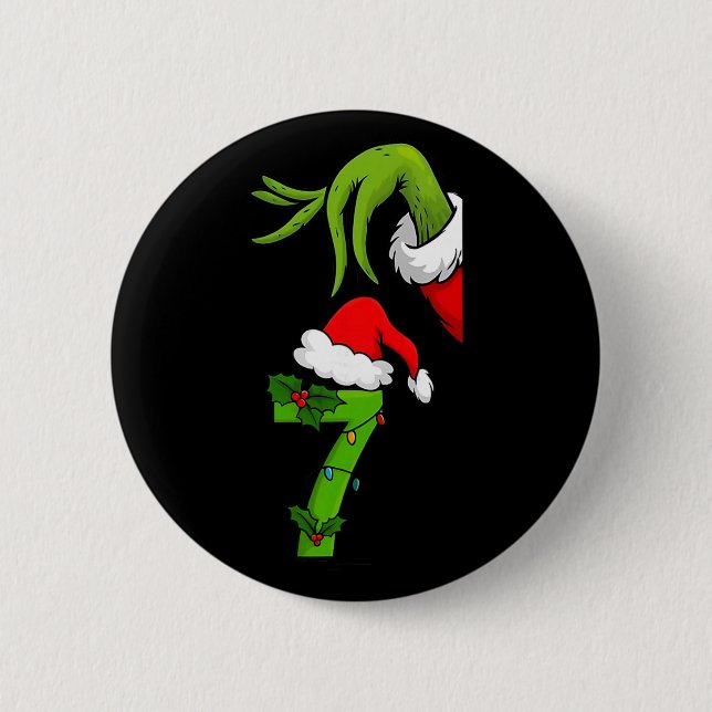 Lustige Nummer 7 Weihnachten 67 Sechs Sieben Meme  Button (Vorderseite)