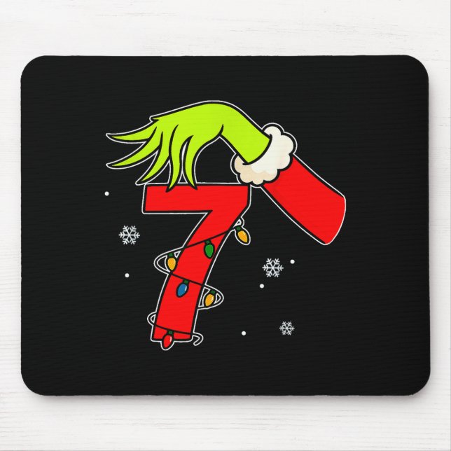 Lustige Nummer 7 Weihnachten 67 Sechs Sieben Meme  Mousepad (Vorne)