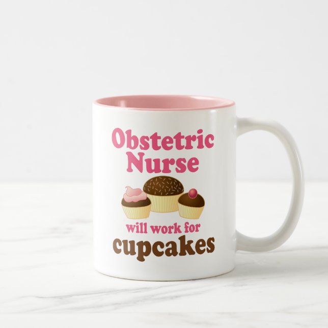 Lustige Obstetric Krankenschwester Zweifarbige Tasse (Rechts)