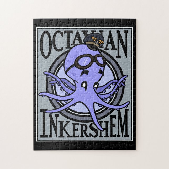 LUSTIGE OCTOPUS-PILOT-ILLUSTRATION VERTIKALES PUZZ PUZZLE (Vertikal)