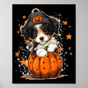 Lustige Odle-Hund-Halloween-Kürbis-Grafik für Lieb Poster