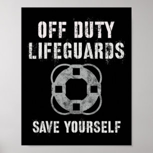 Lustige Off-Duty-Rettungsschwimmer retten sich sel Poster