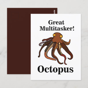 Lustige Oktopus-Tentakel-Multitasking-Figur Postkarte