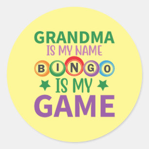 lustige Oma Bingo Wortspiele Runder Aufkleber