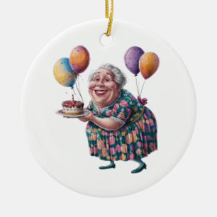 Lustige Oma Blumenkleid Geburtstags-Art Keramik Ornament