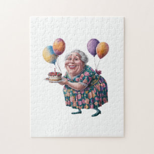 Lustige Oma Blumenkleid Geburtstags-Art Puzzle