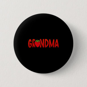 Lustige Oma Erdbeere Sommer Frucht - Großer Nachtf Button