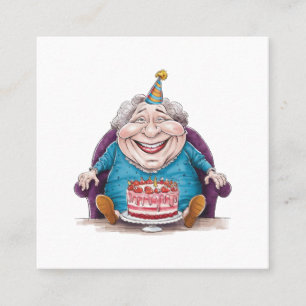 Lustige Oma Riesenkuchen & Bargeldgeschenk Quadratische Visitenkarte