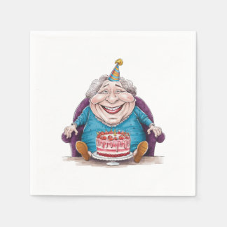Lustige Oma Riesenkuchen & Bargeldgeschenk Serviette