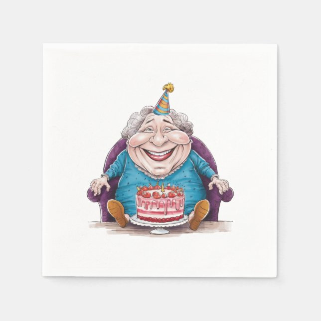 Lustige Oma Riesenkuchen & Bargeldgeschenk Serviette (Vorderseite)