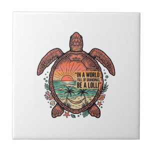 Lustige Oma Turtle Beach Vintage-Shirt-Design_1 Fliese