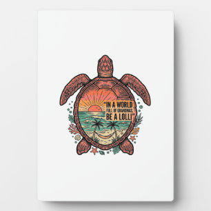 Lustige Oma Turtle Beach Vintage-Shirt Design_1 Fotoplatte